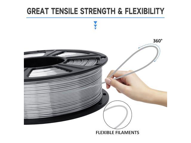 GIANTARM Silk Metallic Silver PLA 3D Printer Filament 1kg Spool, 1.75mm Dimensional Accuracy +/-0.03mm, 1080 Feet per Roll, Vacuum Packaging