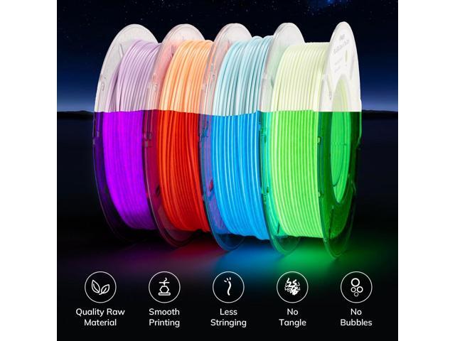 AMOLEN Silk Glow in The Dark Filament Multicolor, Glow Filament Silk Green, Blue, Purple, Orange Red 1.75mm PLA Filament, Dimensional Accuracy +/-...