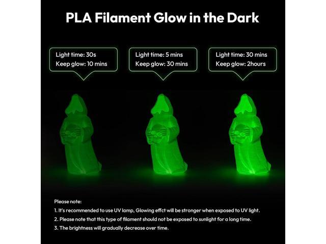 AMOLEN Silk Glow in The Dark Filament Multicolor, Glow Filament Silk Green, Blue, Purple, Orange Red 1.75mm PLA Filament, Dimensional Accuracy +/-...