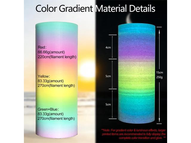 Glow Gradient in the Dark 1.75mm Rainbow Candy PLA Filament, Luminous Rainbow Vibrant Bright 3D Printer Filament, 1kg (2.2lbs) Spool 3D Printing...