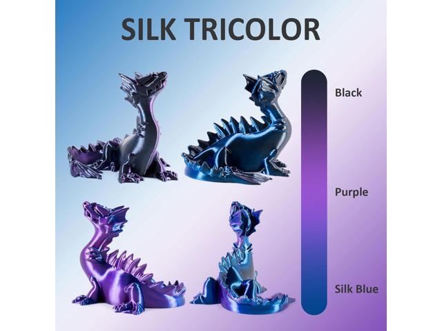 Geeetech Silk PLA Tri Color Filament 1.75mm 3D Printer Filament, Coextrusion Blue Purple Black Tri-Colors Metal-Like Shiny Silk PLA Filament, 1kg...