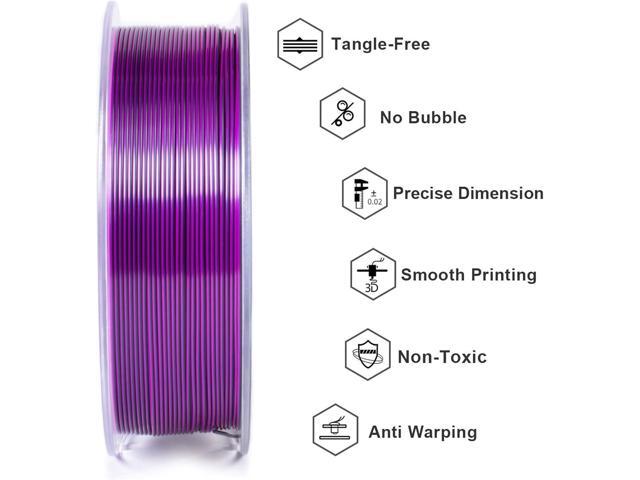 Geeetech Silk PLA Tri Color Filament 1.75mm 3D Printer Filament, Coextrusion Blue Purple Black Tri-Colors Metal-Like Shiny Silk PLA Filament, 1kg...