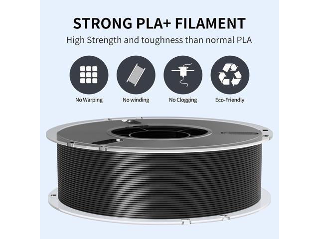 RAMBERY Black X 4 Spools PLA+ 3D Printer Filament 1.75mm 4KG Spool Toughness Upgraded 3D Printing Filament Neatly Wound Fit Most FDM Printers