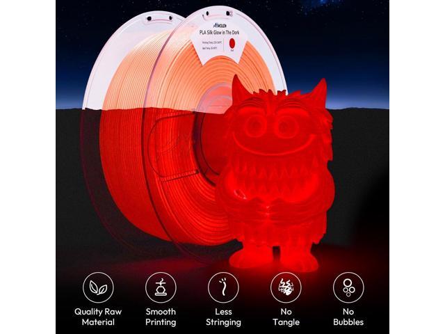 Amolen Glow in The Dark Pla FilamentShiny Silk & Glow 3D Printer Filament Pla Glow Pla Filament 1.75mm Red, Best with UV Lamps, Dimensional...