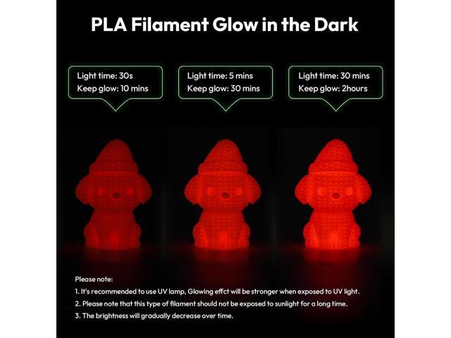 Amolen Glow in The Dark Pla FilamentShiny Silk & Glow 3D Printer Filament Pla Glow Pla Filament 1.75mm Red, Best with UV Lamps, Dimensional...