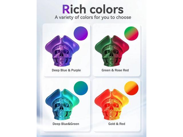 Epelay 3D Printing Filament Bundle, Silk PLA Printer Filament 1.75mm, Shiny Dual Color Change, Neatly Wound Bundle, 4 x 250g Spools for FDM Printers