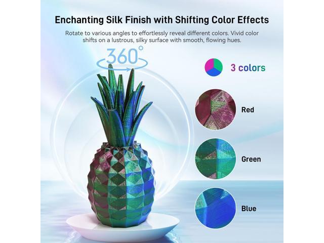 FLASHFORGE Silk Tri-Color PLA Filament 1.75mm, Coextrusion Red Blue Green Triple Color Rainbow, 1kg, 3D Printer Filament