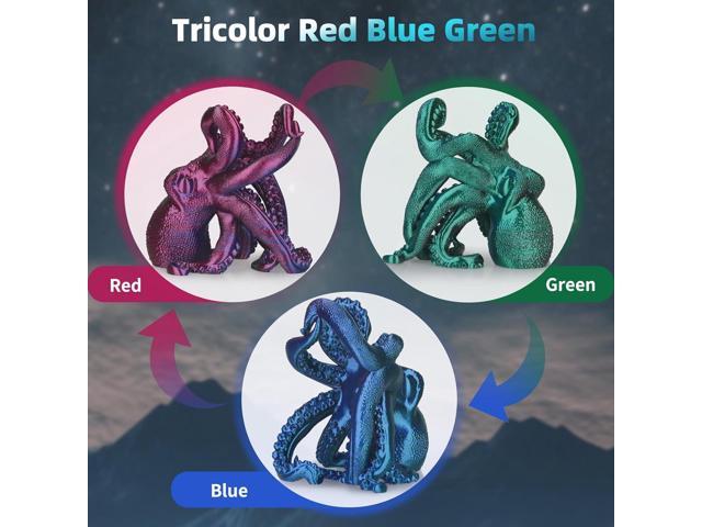 Silk Tricolor PLA Filament 1.75mm, 3D Printer 3-in-1 Multicolor PLA Filament, Dimensional Accuracy +/-0.02mm 1KG Spool (2.2 lbs), Shiny Silk...