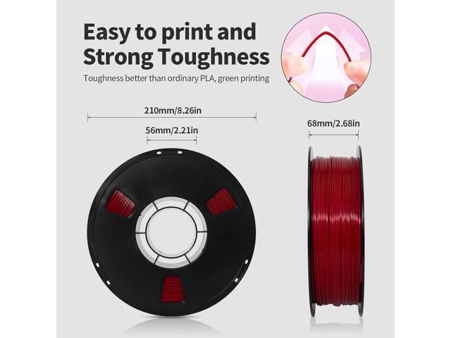 PLA Filament 1.75mm Ruby Red 1KG, Clog-Free 3D Printer Filament Dimensional Accuracy +/- 0.02mm, High Speed Printing 1kg Spool(2.2lbs) 3D Printing...