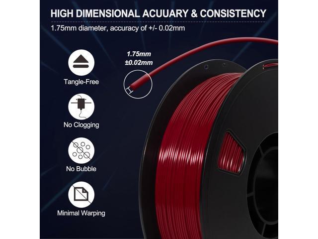 PLA Filament 1.75mm Ruby Red 1KG, Clog-Free 3D Printer Filament Dimensional Accuracy +/- 0.02mm, High Speed Printing 1kg Spool(2.2lbs) 3D Printing...