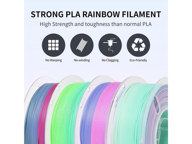 RAMBERY 4 Colors Matte Rainbow PLA 3D Printer Filament Bundle Fast Color Change 3D Printing Filament 1.75mm +/- 0.02mm, 1kg(2.2lb) X4PCS, Matte...