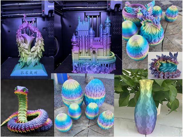 Kingroon Silk PLA Filament 1.75mm Rainbow Filament 3D Printer Filament Color Changing Filament 1kg Dimensional Accuracy ±0.03mm,Fit Most 3D...