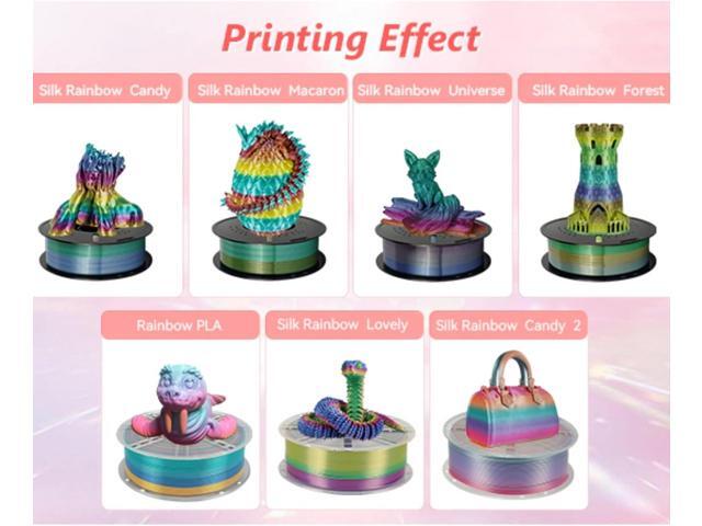 Kingroon Silk PLA Filament 1.75mm Rainbow Filament 3D Printer Filament Color Changing Filament 1kg Dimensional Accuracy ±0.03mm,Fit Most 3D...