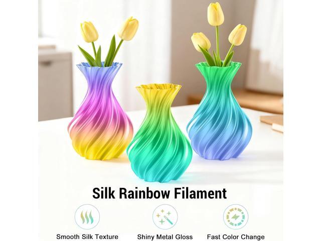 Dynta Silk Rainbow PLA Filament, Gradient 3D Printer Filament 1.75mm, Shiny & Smooth, Beginner-Friendly for DIY,1kg (2.2lbs)