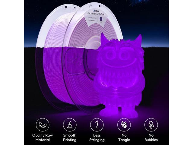 Amolen Glow in The Dark Pla FilamentShiny Silk & Glow 3D Printer Filament Pla Glow Pla Filament 1.75mm Purple, Best with UV Lamps, Dimensional...