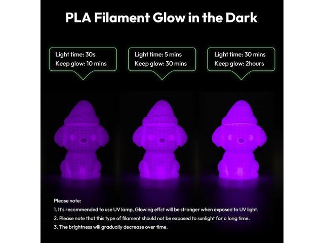 Amolen Glow in The Dark Pla FilamentShiny Silk & Glow 3D Printer Filament Pla Glow Pla Filament 1.75mm Purple, Best with UV Lamps, Dimensional...