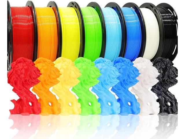1.75mm 8 Spools Popular Colors 3D Printer PLA Filament Bundle Pack: Black White Red Blue Yellow Orange Limegreen SkyBlue, Each Spool 250g, Widely...