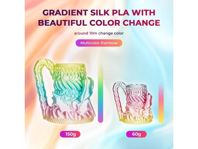AMOLEN Silk PLA 3D Printer Filament, Shiny Multicolor Rainbow PLA Filament 1.75mm, Fast Gradient Color Change PLA 3D Printing Filament for Most FDM...