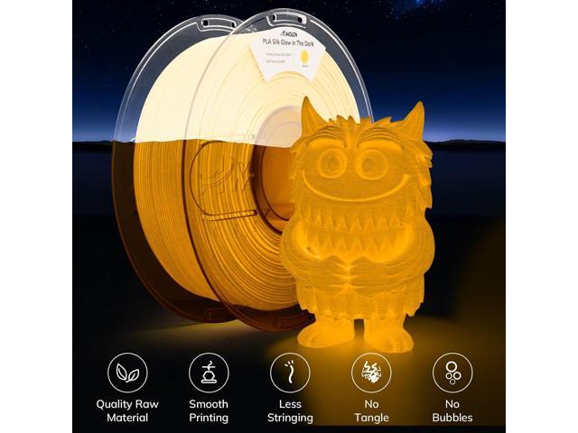 AMOLEN Glow in The Dark Filament Multicolor, Silk Daily Glow Dark Filament Silk Yellow, Best with UV Lamps, 1.75mm PLA Filament, Dimensional...