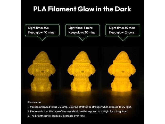 AMOLEN Glow in The Dark Filament Multicolor, Silk Daily Glow Dark Filament Silk Yellow, Best with UV Lamps, 1.75mm PLA Filament, Dimensional...