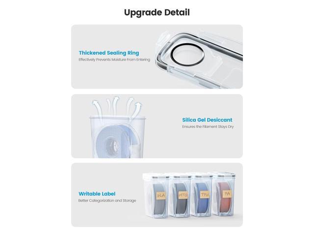 YOOPAI Filament Storage Box - 4 Pack Filaments Container for 3D Printing Filaments Sealing and Protection - Portable Filament Storage with...
