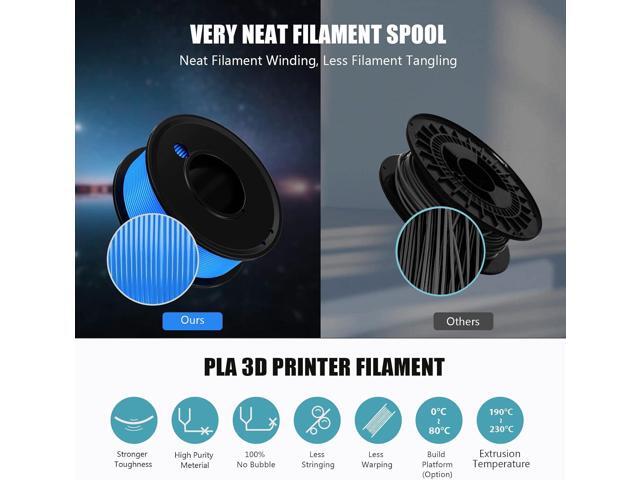 3D Printer Filament PLA 1.75mm 3-D Printing Materials 5 Colors Bundle Print Filimate 1.75 mm Orange Green Blue Yellow Purple Filiment1.75 Accuracy...