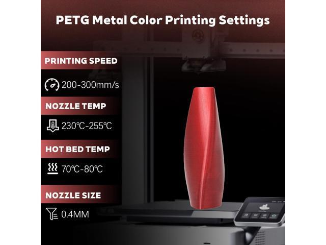 Metal Wine Red PETG Filament 1.75mm High Intensity 3D Printer Filament, 1kg (2.2lbs) Spool Toughness Enhanced Metallic PETG 3D Printing Filament...