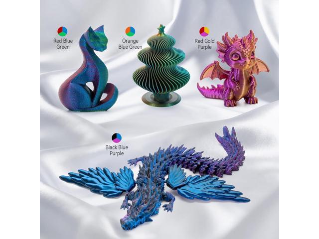 Silk PLA 3D Printer Filament Bundle, PLA Filament Triple Color (Red Blue Green-Black Blue Purple-Orange Blue & Green-Red Gold Purple) 1.75mm 3D...