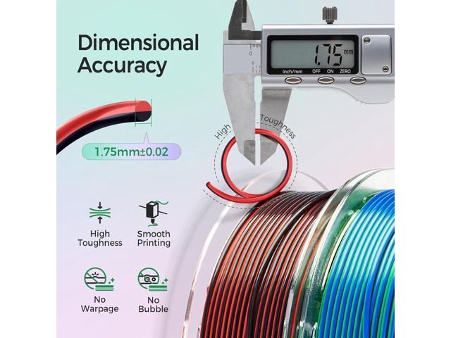 Silk PLA 3D Printer Filament Bundle, PLA Filament Triple Color (Red Blue Green-Black Blue Purple-Orange Blue & Green-Red Gold Purple) 1.75mm 3D...