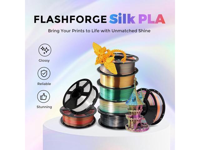 FLASHFORGE Silk Dual Color Filament, Pink and Yellow 2 in 1 Coextrusion Silk PLA Filament 1.75mm, 3D Printer Filament Color Change 1kg(2.2lbs)...