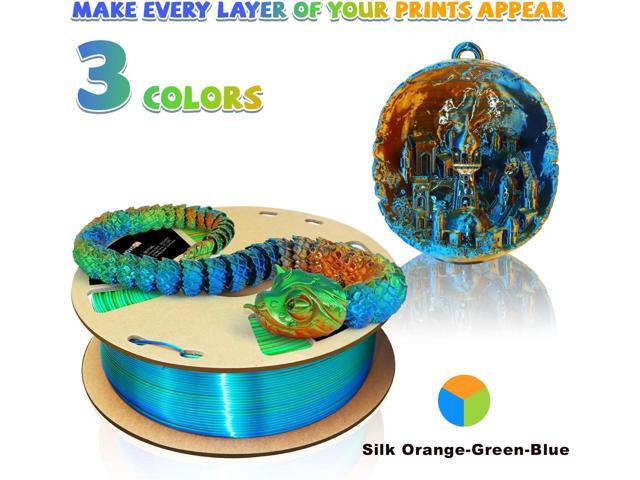 LOVOON PLA 3D Printing Filament 1.75MM Silk tricolors, Color Change by Angle Multicolor pla filaments Fit Most FDM Printers and 3D Pen, Silk...