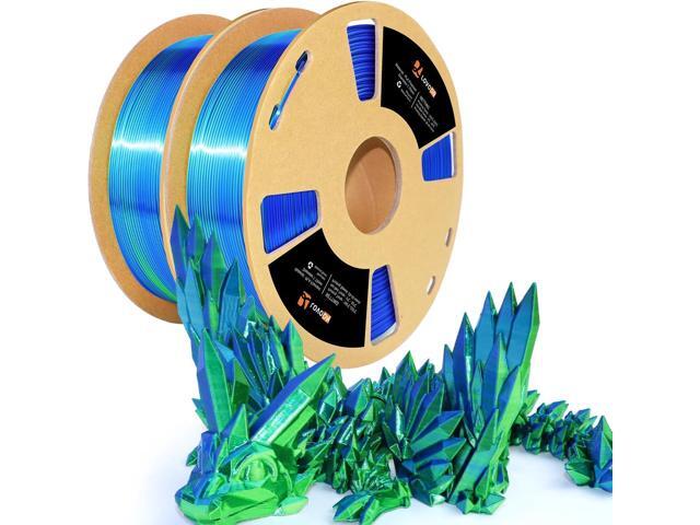 LOVOON Silk PLA 3D Printer Filament Bundle 2 KG, PLA Filament 1.75mm, Shiny Silk Blue/Green Dual Color Change by Angle, 3D Printing Filament for...