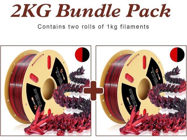 LOVOON PLA 3D Printer Filament Silk Bundle 2KG, PLA Filament 1.75mm Shiny Dual Color Change by Angle, 3D Printing Filament Bundle of Silk...