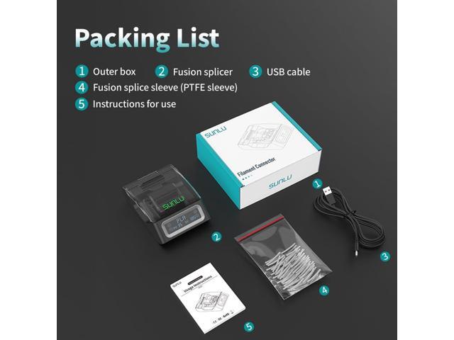 SUNLU Filament Connector, Filament Splicer with 200Pcs PTFE Sleeve for 3D Printer Filament 1.75mm, Fast Heating Up to 240°C, Compatible with PLA...