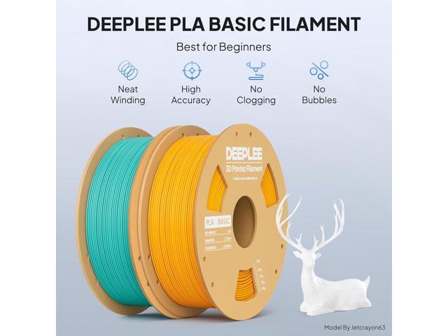 DEEPLEE PLA Basic 1.75mm 3D Printer Filament, 3D Printing Filament with Dimensional Accuracy +/- 0.02 mm, Neatly Wound, No Clogging, Best for...