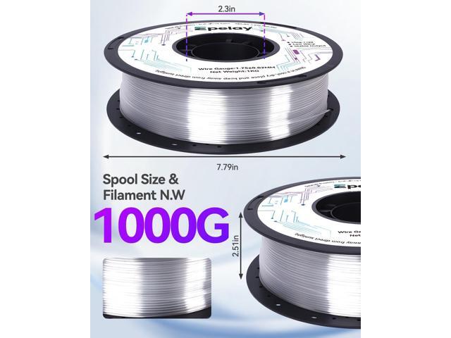 PETG Clear 3D Printer Filament Bundle, Transparent PETG Printing Filament 1.75mm, Neatly Wound, Dimensional Accuracy +/- 0.02 mm, Fit Most FDM 3D...