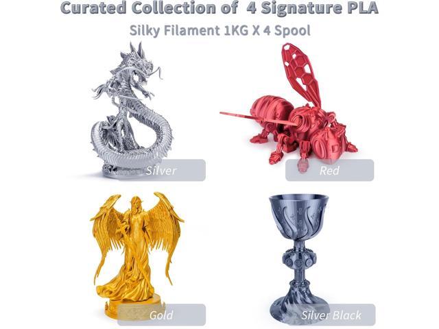 ZIRO Silk PLA Filament Bundle, 4 Packs1.75mm 3D Printing Filament Shiny, Glossy PLA for 3D Printing,1.75mm Metal-Like Surface Rich Color Spool, 1KG...