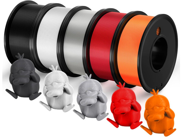 3D Printer Filament PLA 1.75mm Printing Materials 5 Color Bundle Print Filamate 1.75 mm White Black Clear Red Orange Filament1.75 Accuracy Â±0.02mm...