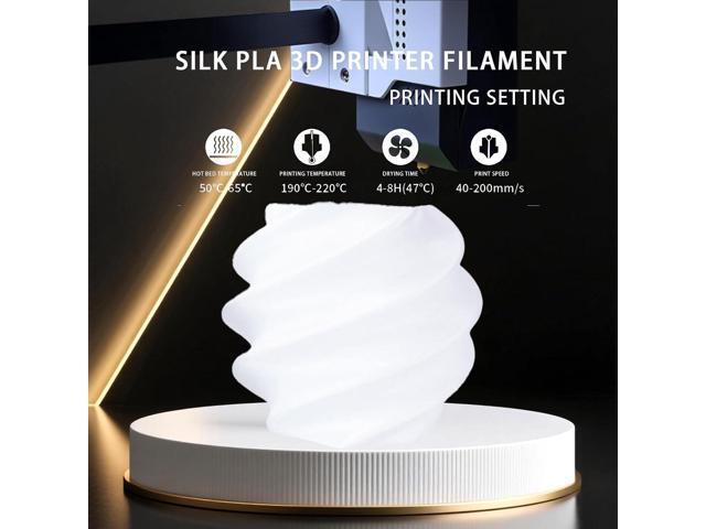 Silk PLA White Floating Gloss 3D Printing Filament Pearlescent White Aurora Premium Texture 3D Printing Filament for FDM Printers