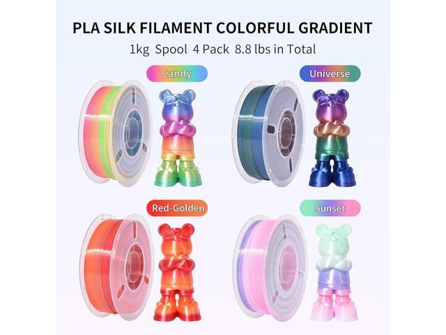 RAMBERY Silk Rainbow PLA 3D Printer Filament Bundle 4 Colors 1.75mm Multicolor 3D Printing Filament, 1kg(2.2lb) X4PCS,...