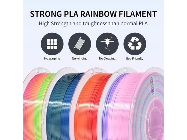 RAMBERY Silk Rainbow PLA 3D Printer Filament Bundle 4 Colors 1.75mm Multicolor 3D Printing Filament, 1kg(2.2lb) X4PCS,...