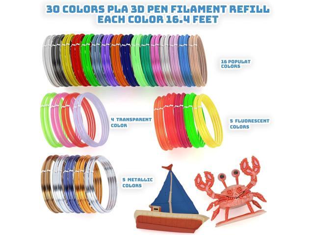 3D Pen Filament Each Color 16.4 Feet 1.75mm PLA 3D Printer Filament Refills 3D Printing Filament Total 492 Feet Strong Toughness for FDM 3D Printer...