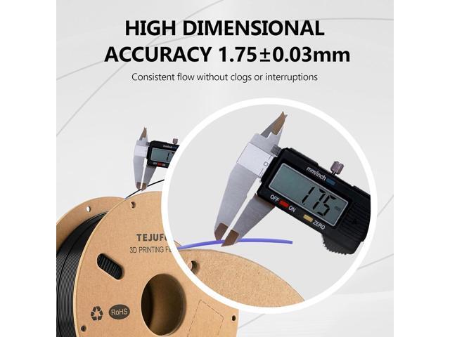 PLA 3D Printer Filament 1.75mm, Black, 1kg (2.2lbs), Neatly Wound for Smooth Feeding, Toughened PLA for Stronger Prints, ±0.03mm Dimensional...