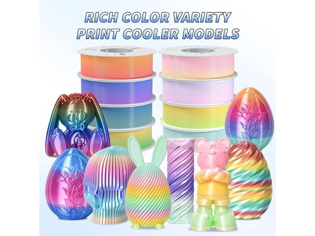 PINBALL Silk Rainbow PLA 3D Printer Filament 1.75mm Shiny Multi-Color Changing Filament 3D Printing PLA Filament Dimensional Accuracy +/- 0.02mm 8...