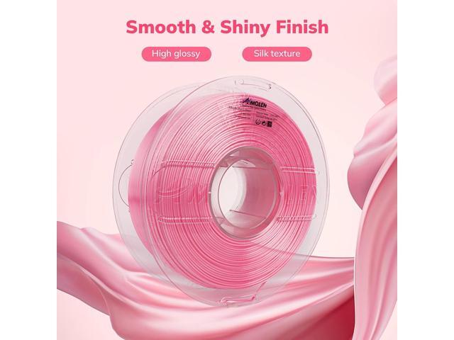 AMOLEN Silk PLA 3D Printer Filament, Shiny Silk Pink PLA Filament 1.75mm, High Speed 3D Printing PLA Filament for Most 3D Printer, 1kg Spool(2.2lbs)
