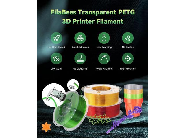 Transparent Filament Clear PETG 1.75mm,Rapid PETG High Toughness 3D Printer Filament for Fast & High Precision Printing,Odorless Better Flow 3D...
