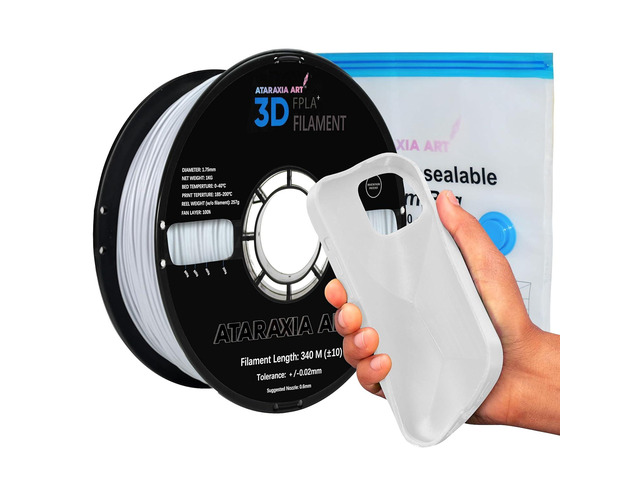 ATARAXIA ART Flexible PLA Filament 1.75mm, Soft Flexible 3D Printer Filament 1Kg/2.2lb 5X Long Stretch,Easy Than TPU Extruder,89A Shore Hardness,...