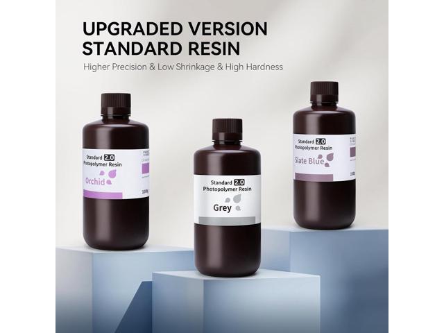ELEGOO Upgraded Standard 3D Printer Resin 2.0, High Precision, Low Odor, Higher Toughness, 405nm UV Curing Photopolymer Resin for Mars Saturn MSLA...