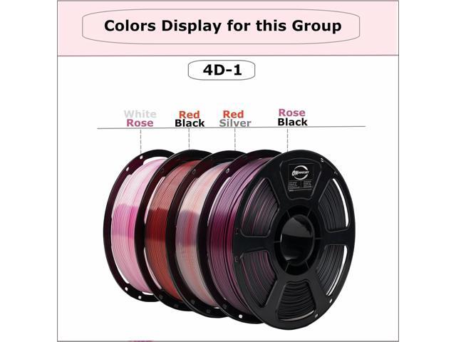 Silk Dual Color Filament Bundle 4KG, Shiny 3D Printer Filament Bulk, Individually Vacuum Packed, Dimensional 1.75mm Accuracy +/- 0.02mm, 1KG Each 4...