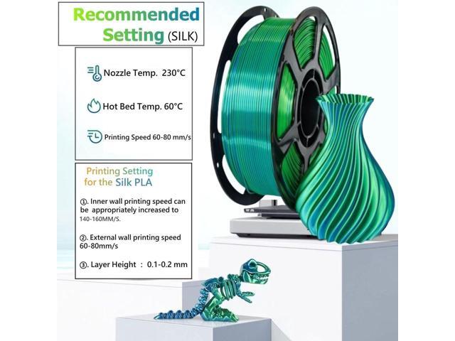 Silk Dual Color Filament Bundle 4KG, Shiny 3D Printer Filament Bulk, Individually Vacuum Packed, Dimensional 1.75mm Accuracy +/- 0.02mm, 1KG Each 4...